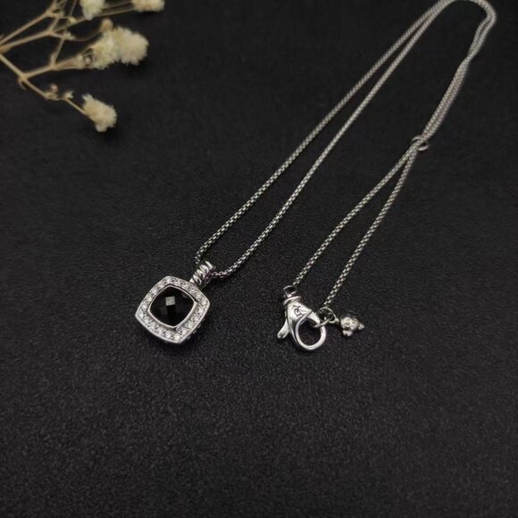 David Yurman 7mm Square Diamond Necklace Black Diamond - Picture 4 of 6